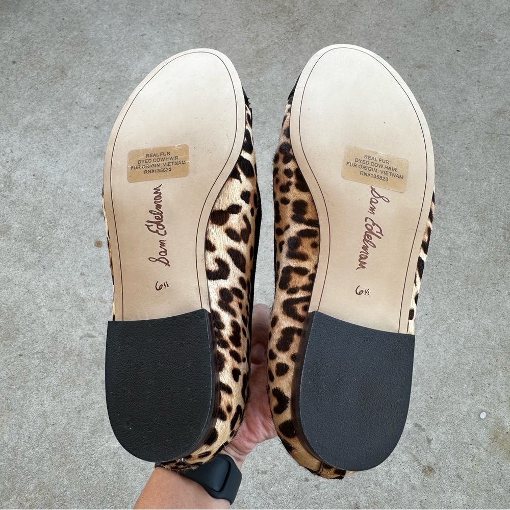 Sam Edelman Mage Leopard Print Calf Hair Flats Leather Women's Size 6.5 - Picture 6 of 12